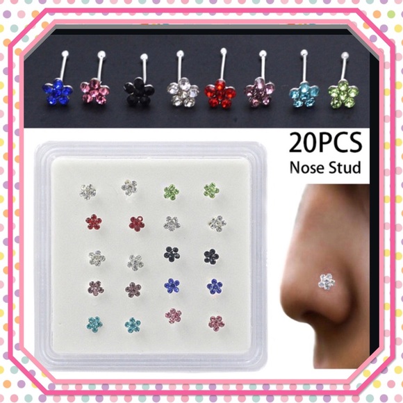 🌺New🌺 Multi-Colored Rhinestone Nose Studs🌺 - Picture 1 of 1